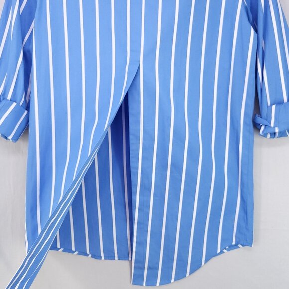 L’AGENCE Layla Tunic Blouse Back Vent Womens Small Oversized Button Front Stiped - Picture 5 of 15